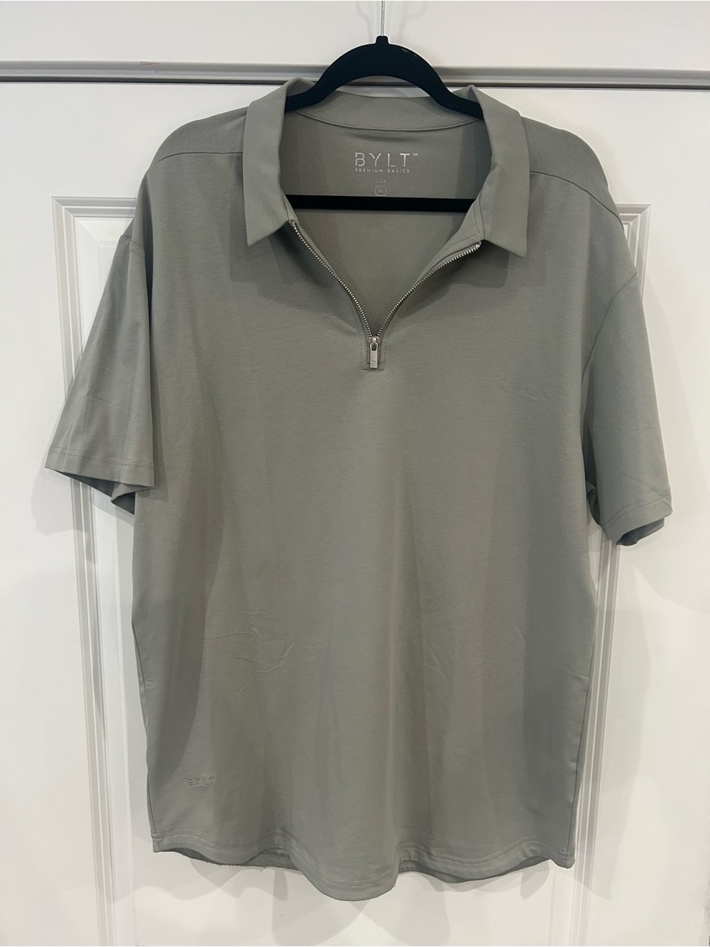 BYLT Basics Men's Gray Short-Sleeve Zip Polo